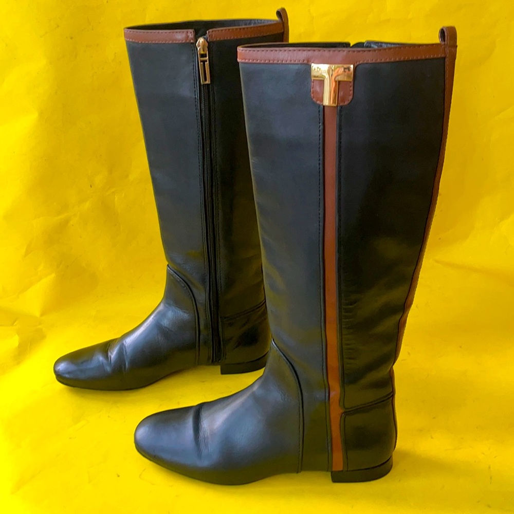 Black/brown Tory Burch leather riding boots - Picture 8 of 15